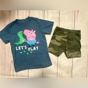 Peppa Pig "Let's Play" Navy Tee with Camouflage Shorts